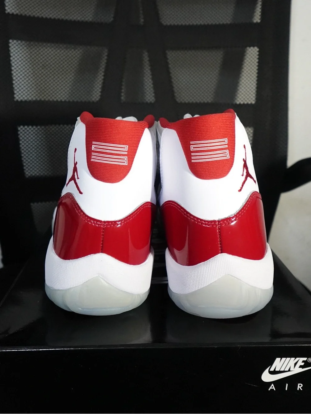 Jordan White and Red High-Top Sneakers